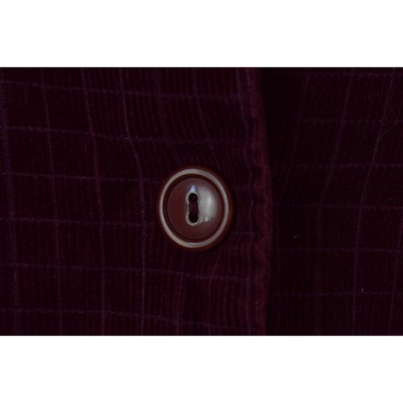 80s Vintage Burgundy Plaid Fitted Poly/Cotton Corduroy Jacket‎ - Picture 9 of 10